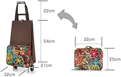 Shopping Cart Folding Shopping Bag Shopping Cart On Wheels Bag Small Pull Cart Buy Vegetables Bag Shopping Organizer Tug Package Grocery Cart (Color : 06)