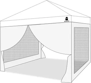 Sidewalls for 10x10 Pop Up Canopy - Multi-Functional Combination Set with Window/Door/Mesh/Storage, 210D Oxford, UV Protection and Waterproof (White, 4PC - Mesh)