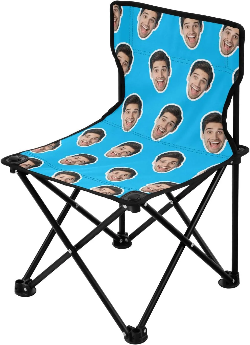 Sinestour Sky Blue Custom Folding Camping Chair Personalized Photo Face Outdoor Chair with Carry Bag for Travel Barbeques Picnic