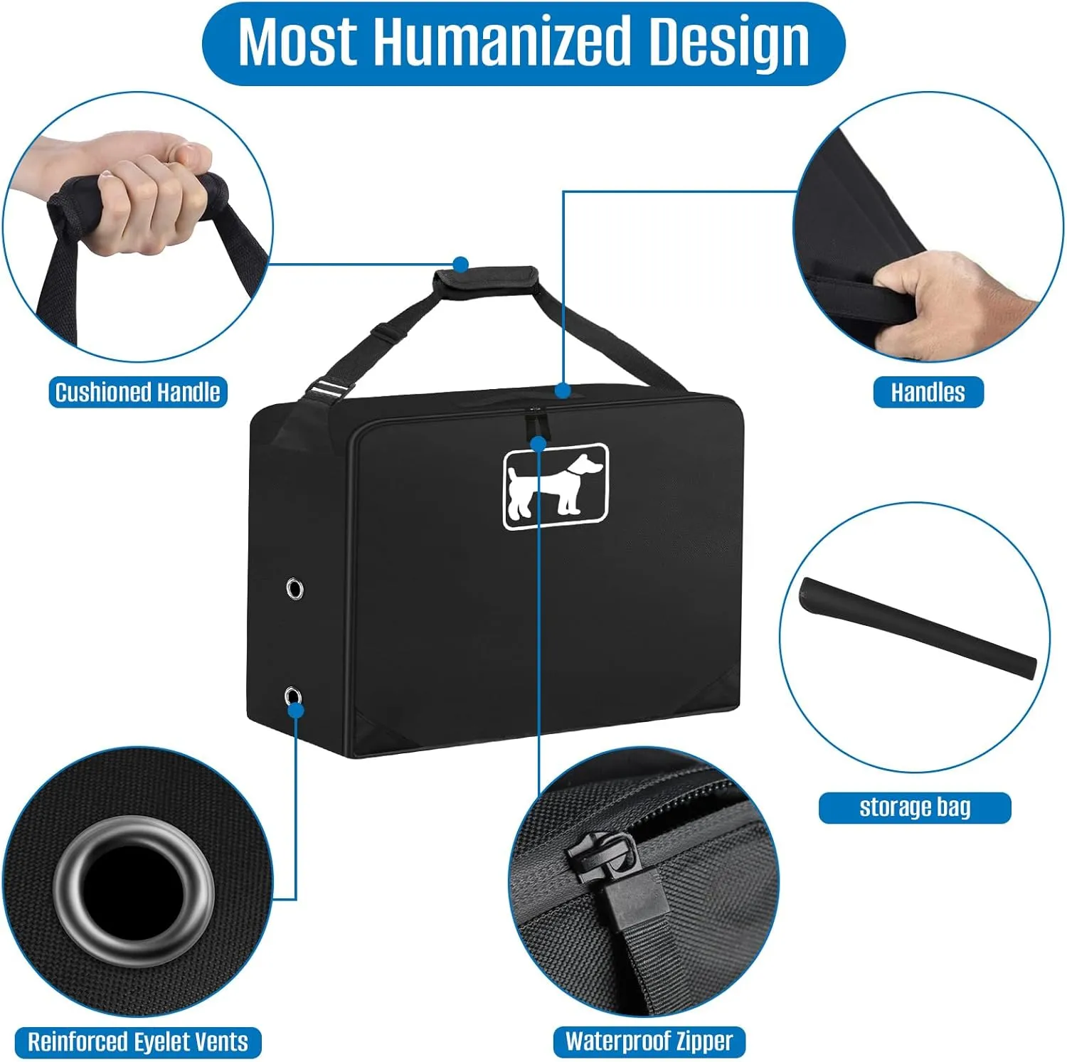 SIRUITON Dog Playpen Storage Bag, Fits 24" H 8 Panels and 9 Stakes，Suitable for Foldable Exercise Pet Playpen, Dog Fence Travel Bag, with Reinforcing Plate & Shoulder