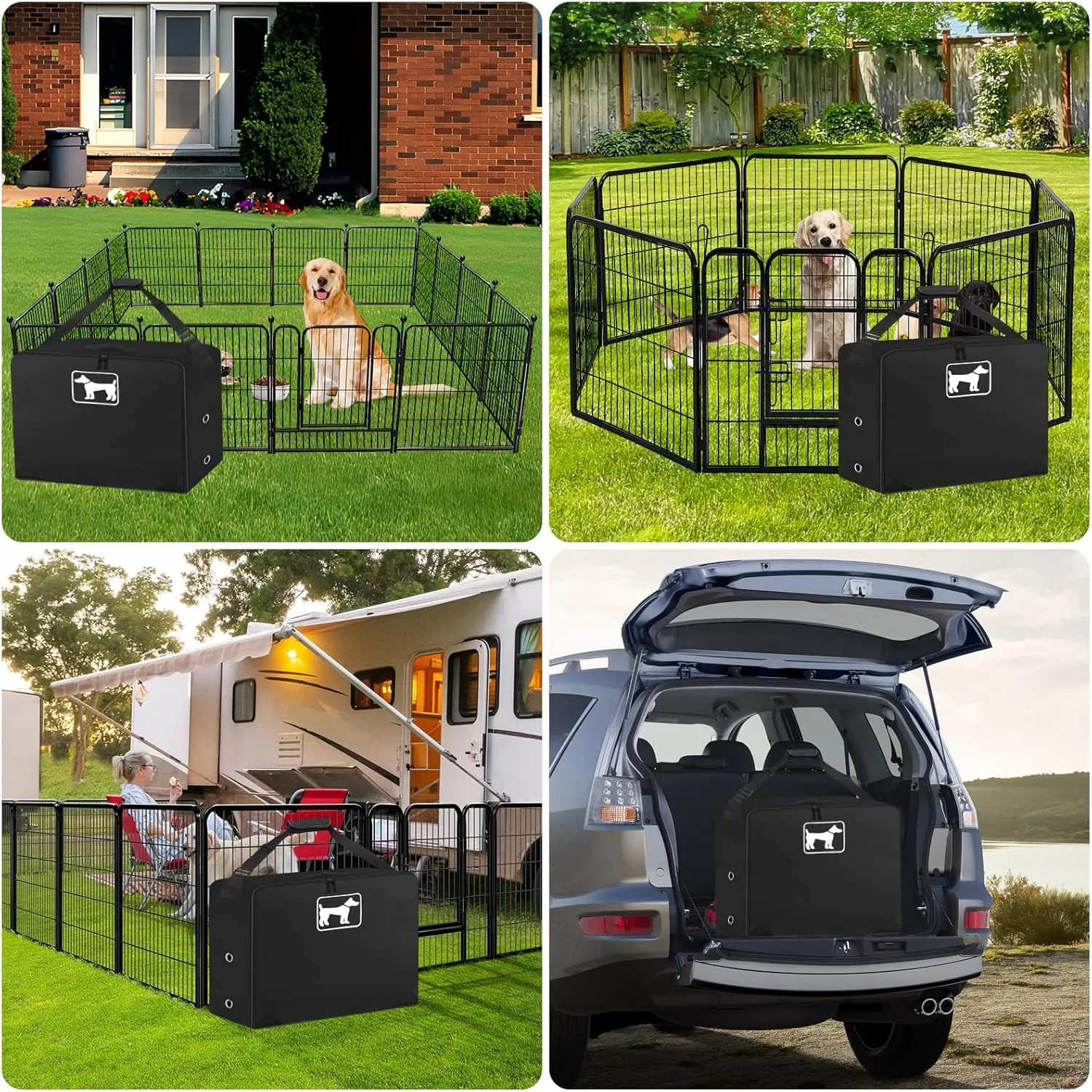 SIRUITON Dog Playpen Storage Bag, Fits 24" H 8 Panels and 9 Stakes，Suitable for Foldable Exercise Pet Playpen, Dog Fence Travel Bag, with Reinforcing Plate & Shoulder