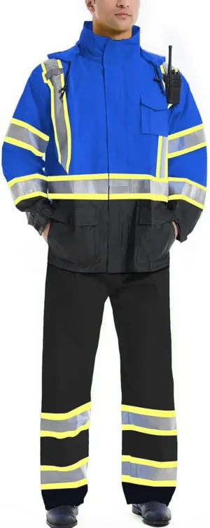 SKSAFETY Safety Softshell Jacket for men, High Visibility Rain coat, Waterproof Hi Vis Rain jacket, ANSI/ISEA Class 3