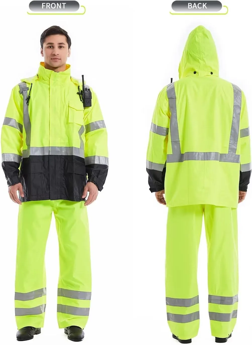 SKSAFETY Safety Softshell Jacket for men, High Visibility Rain coat, Waterproof Hi Vis Rain jacket, ANSI/ISEA Class 3