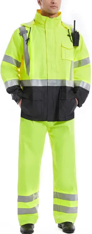 SKSAFETY Safety Softshell Jacket for men, High Visibility Rain coat, Waterproof Hi Vis Rain jacket, ANSI/ISEA Class 3