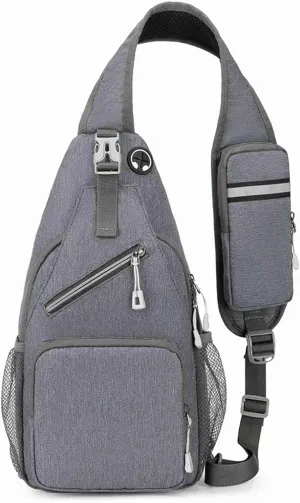 Sling Backpack,Crossbody Sling Bag Daypack Fanny Pack Cross Body Bag for Outdoors Hiking Traveling (Grey)