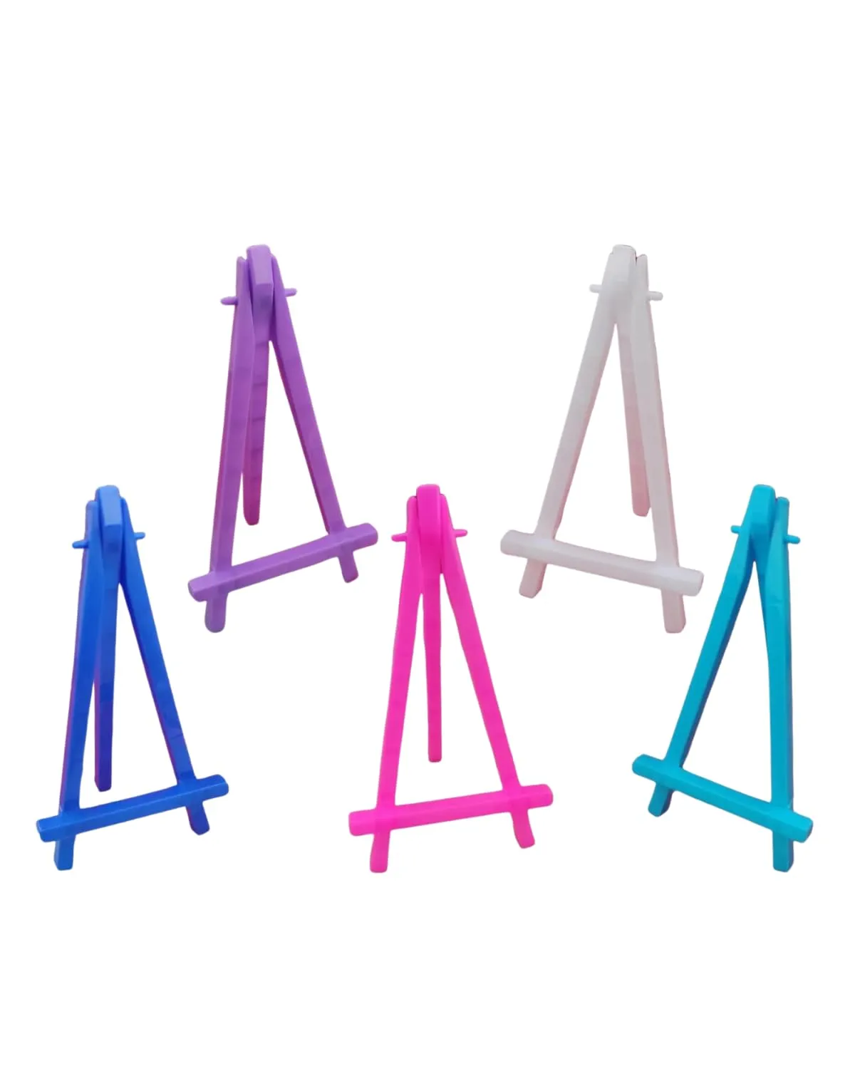 SNOOGG Yellow Mini Plastic Easel (5 Pack) - 16x8-5cm Foldable Easel, Lightweight Display for Crafts, Photos, Phone Holder