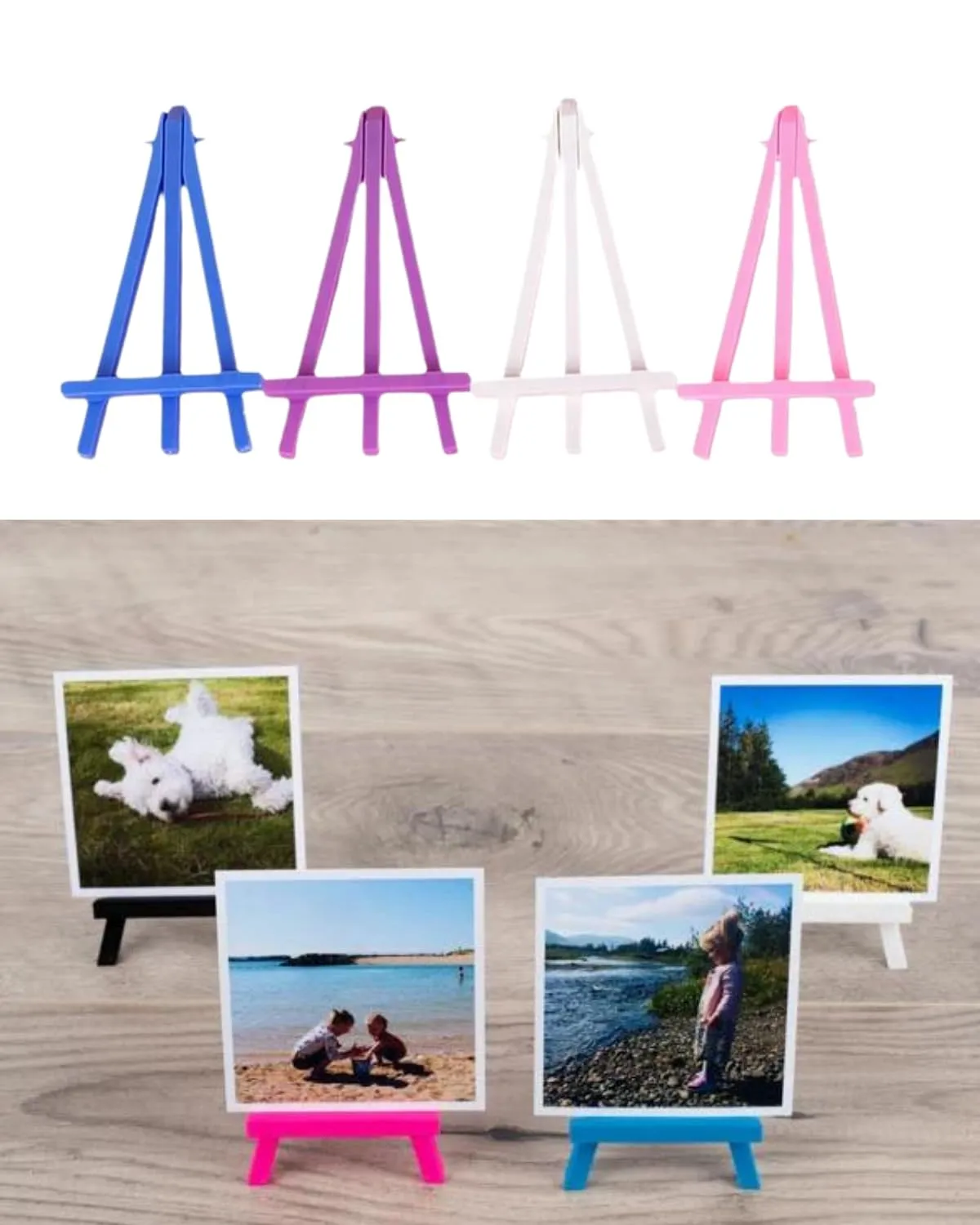 SNOOGG Yellow Mini Plastic Easel (5 Pack) - 16x8-5cm Foldable Easel, Lightweight Display for Crafts, Photos, Phone Holder