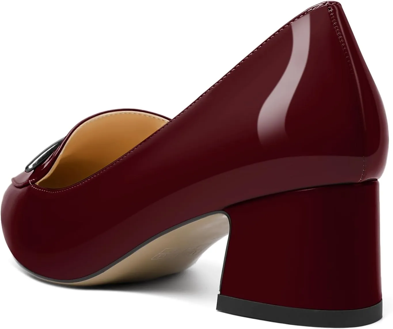 Soireelady Womens Block Heel Low Chunky Heels, Pointed Toe Loafer Heels Slip On Dress Shoes 2 Inches