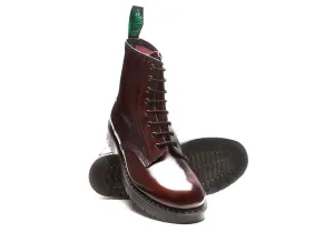 Solovair 8 Eye Derby Boot - Burgundy Rub-off Hi-Shine