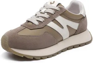 somiliss Sneakers for Women Breathable Fabric Genuine Leather Suede Upper Non Slip Walking Shoes Running Tennis Fashion Sneakers
