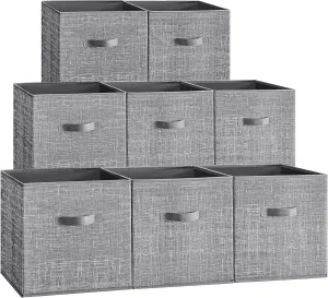 SONGMICS Storage Cubes, 13-Inch Non-Woven Fabric Bins with Double Handles, Set of 8, Closet Organizers for Shelves, Foldable, for Clothes, Cattail Gray UROB833G01