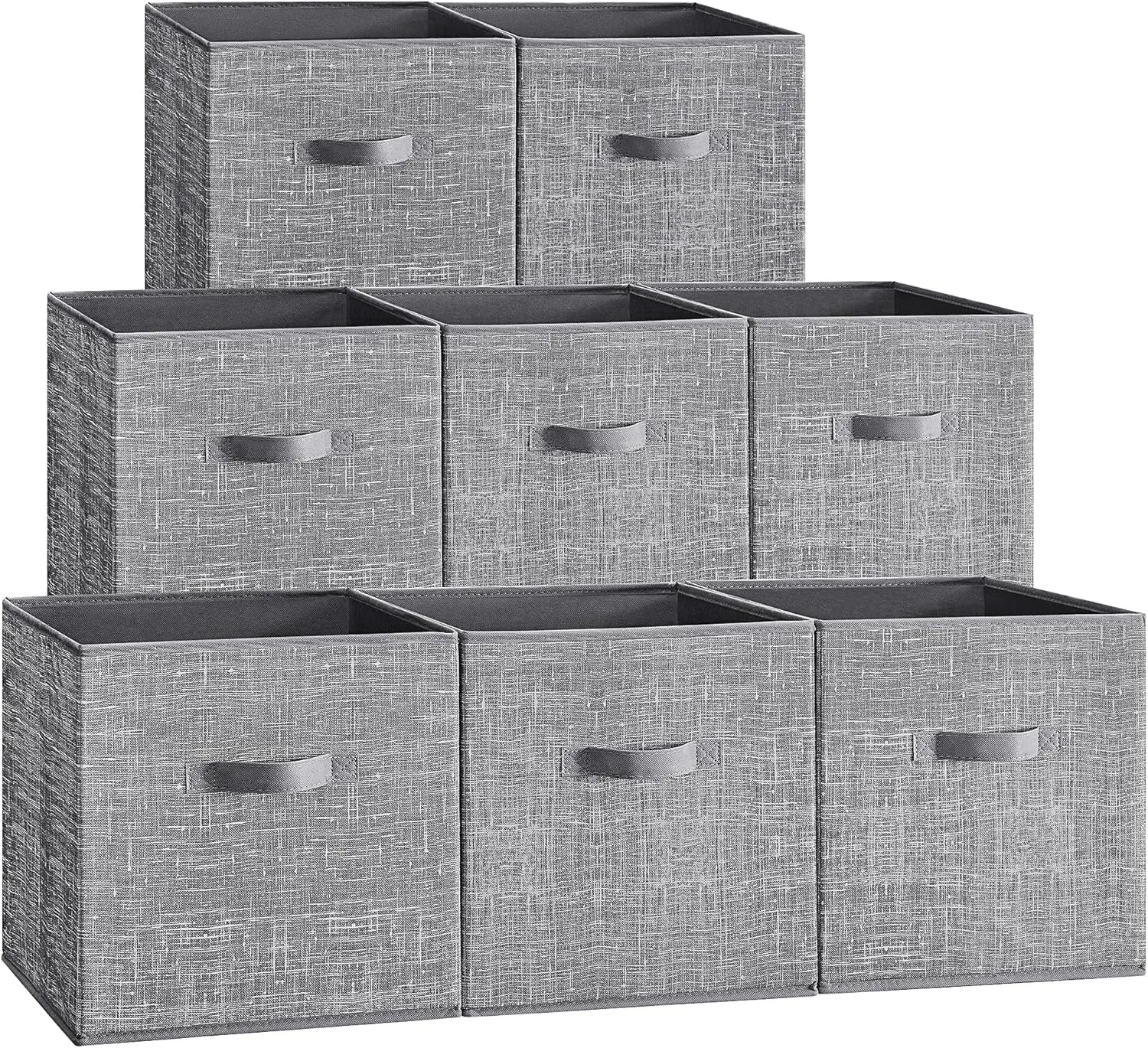 SONGMICS Storage Cubes, 13-Inch Non-Woven Fabric Bins with Double Handles, Set of 8, Closet Organizers for Shelves, Foldable, for Clothes, Cattail Gray UROB833G01