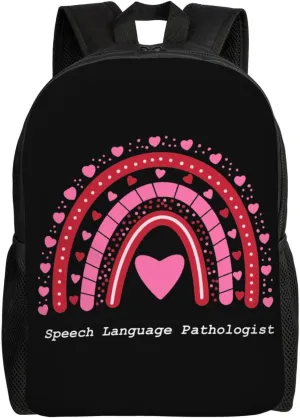 Speech Therapy Speech Language Pathologist Therapist Backpack for Women Men Worker Teacher Business Travel Backpacks Shoulders Bag Daypack Bookbag with Mesh Pockets