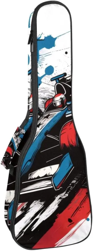 Speeding Racing Car with Checkered Flag Ukulele Case, Padded Bag for 23 Inch Concert Ukulele, Waterproof & Durable