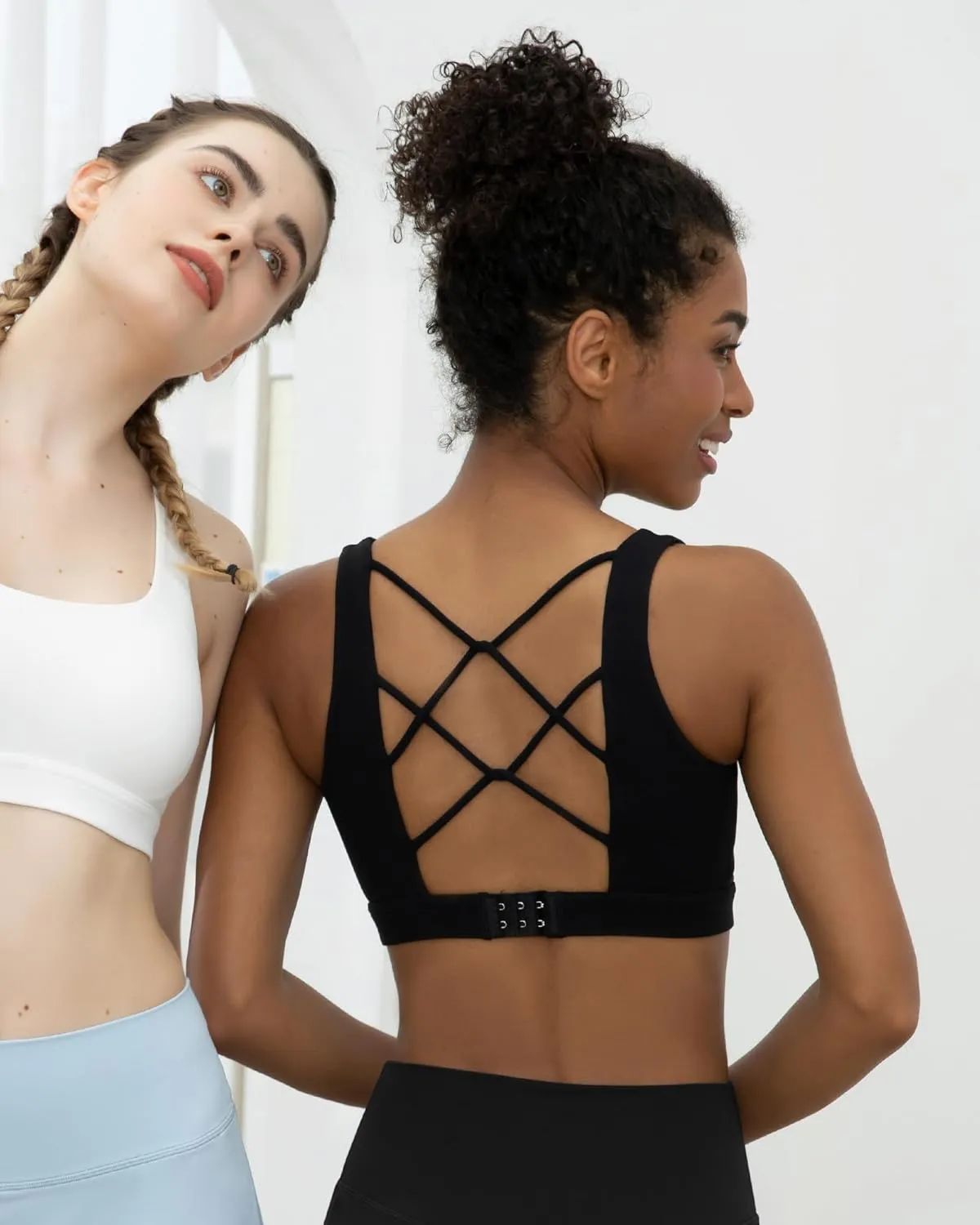 Sports Bras for Women High Support, Molded Cup High Impact Criss Cross Back Workout Yoga Bra No Removable Padded Bra