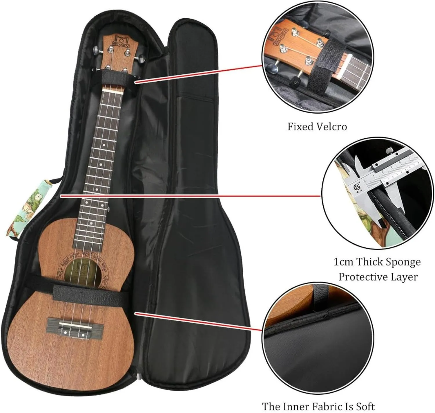 Spring Birds with Flowers Seamless Pattern Ukulele Case, Padded Bag for 23 Inch Concert Ukulele, Waterproof & Durable