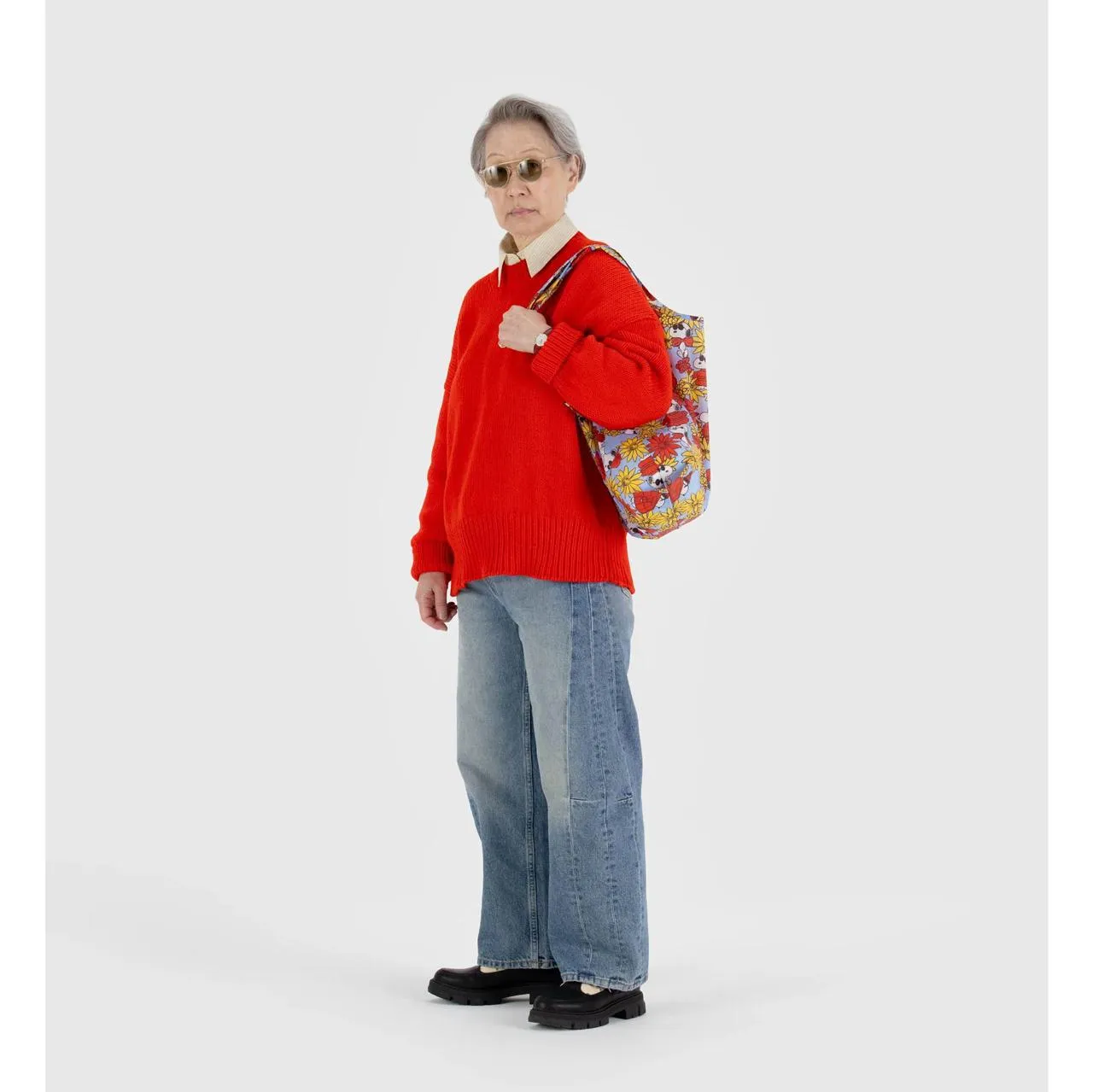Standard Reusable Tote: Floral Snoopy