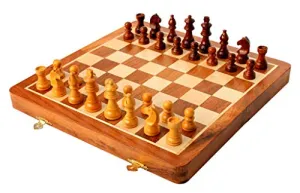StonKraft Wooden Folding Chess Game Board Set   Wooden Chess Pieces 16" x 16" inches, Best Gift idea.