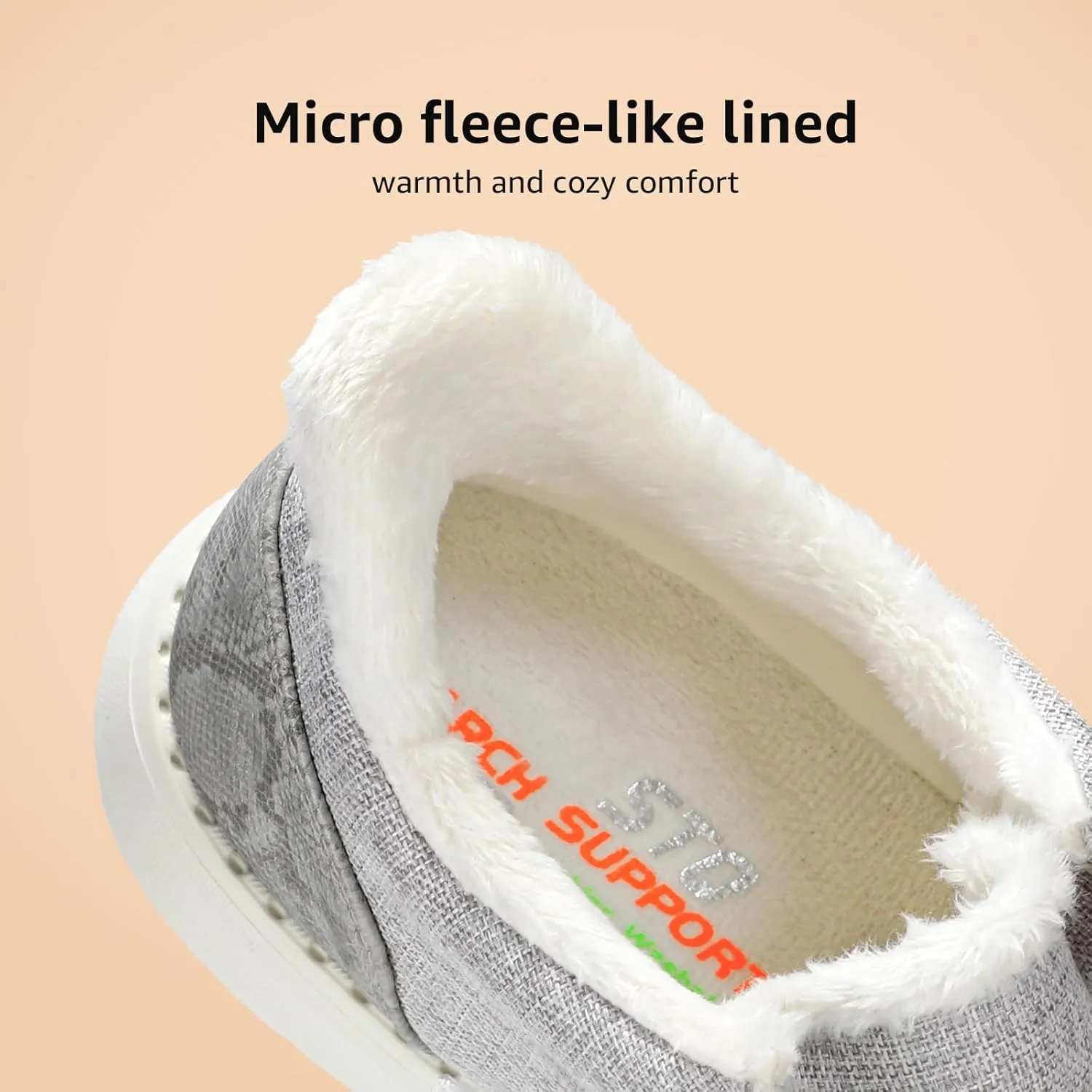 STQ Slip On Women's Loafers丨Orthopedic Fur Lined Warm Winter Boat Shoes Walking Casual Travel Sneaker Plantar Fasciitis Relief