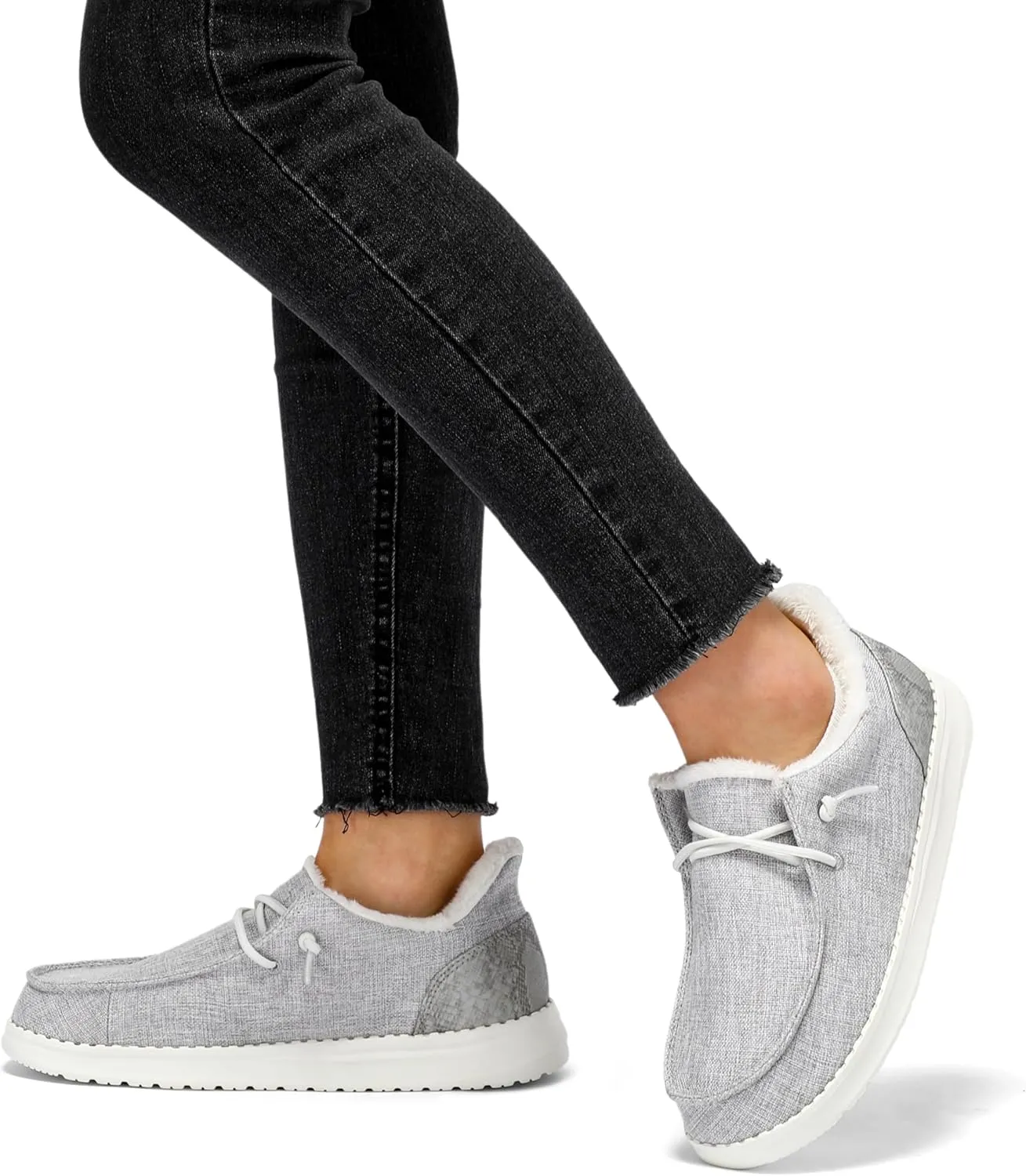 STQ Slip On Women's Loafers丨Orthopedic Fur Lined Warm Winter Boat Shoes Walking Casual Travel Sneaker Plantar Fasciitis Relief