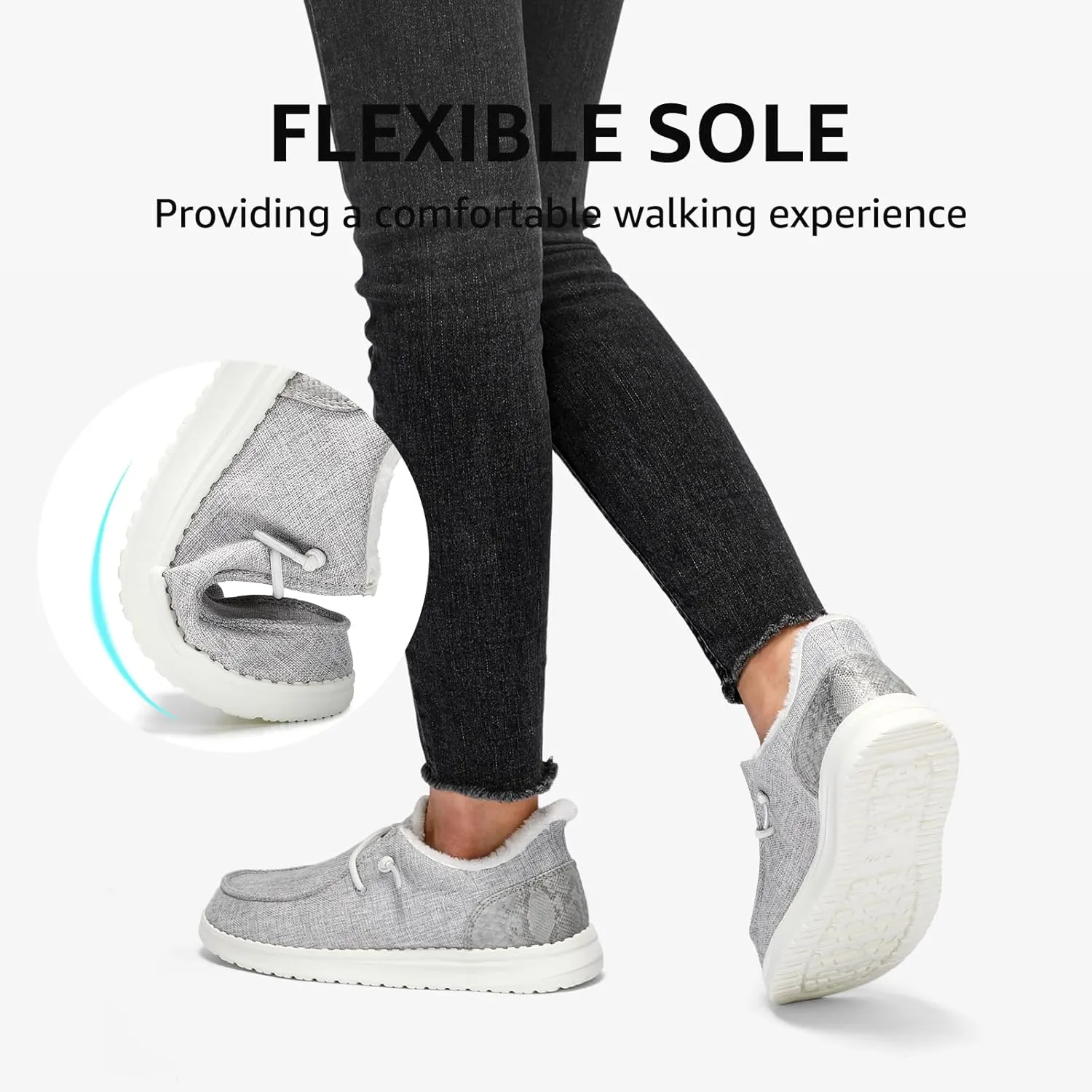 STQ Slip On Women's Loafers丨Orthopedic Fur Lined Warm Winter Boat Shoes Walking Casual Travel Sneaker Plantar Fasciitis Relief