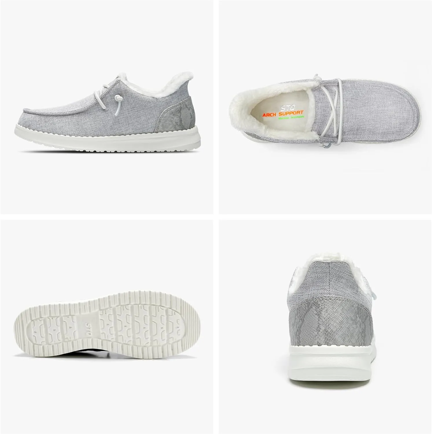 STQ Slip On Women's Loafers丨Orthopedic Fur Lined Warm Winter Boat Shoes Walking Casual Travel Sneaker Plantar Fasciitis Relief