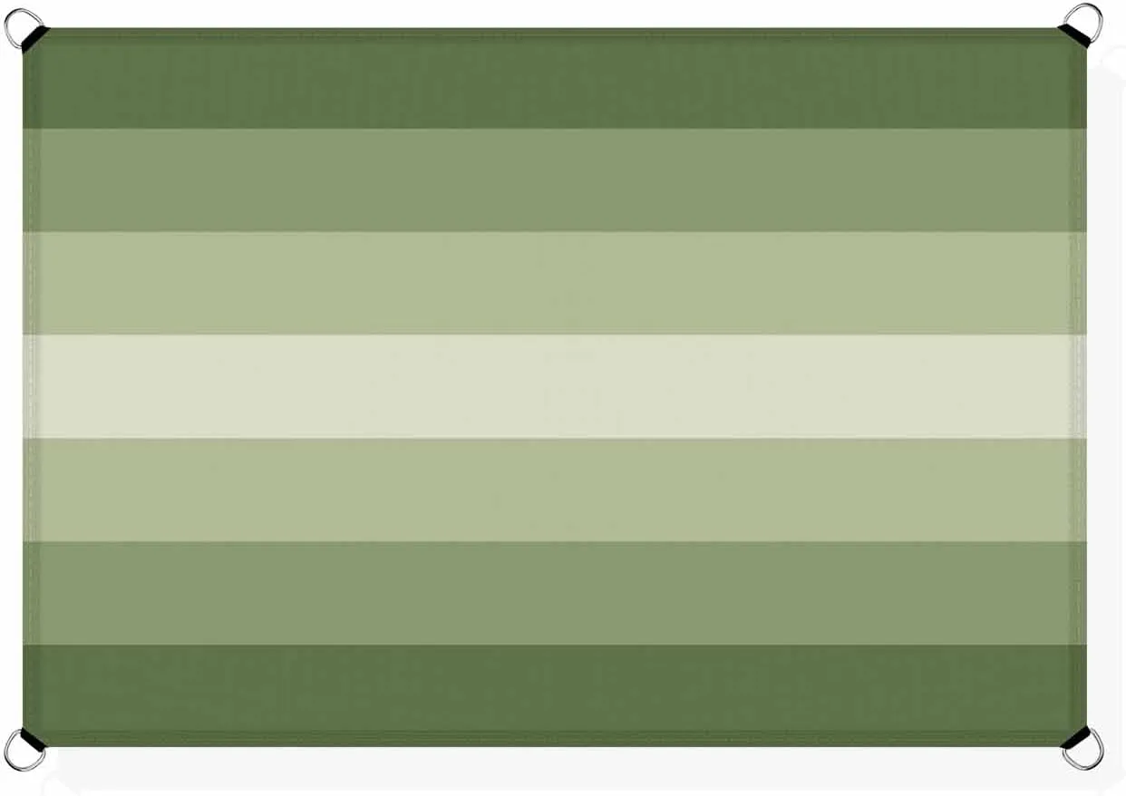 Sun Shade Sail, Sage Green Gradient Stripes Outdoor Waterproof Canopy Patio Cover with Rope, Rectangle UV Block Shade Sails for Garden Yard Deck Pergola Sand, 8x10 Feet