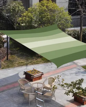 Sun Shade Sail, Sage Green Gradient Stripes Outdoor Waterproof Canopy Patio Cover with Rope, Rectangle UV Block Shade Sails for Garden Yard Deck Pergola Sand, 8x10 Feet
