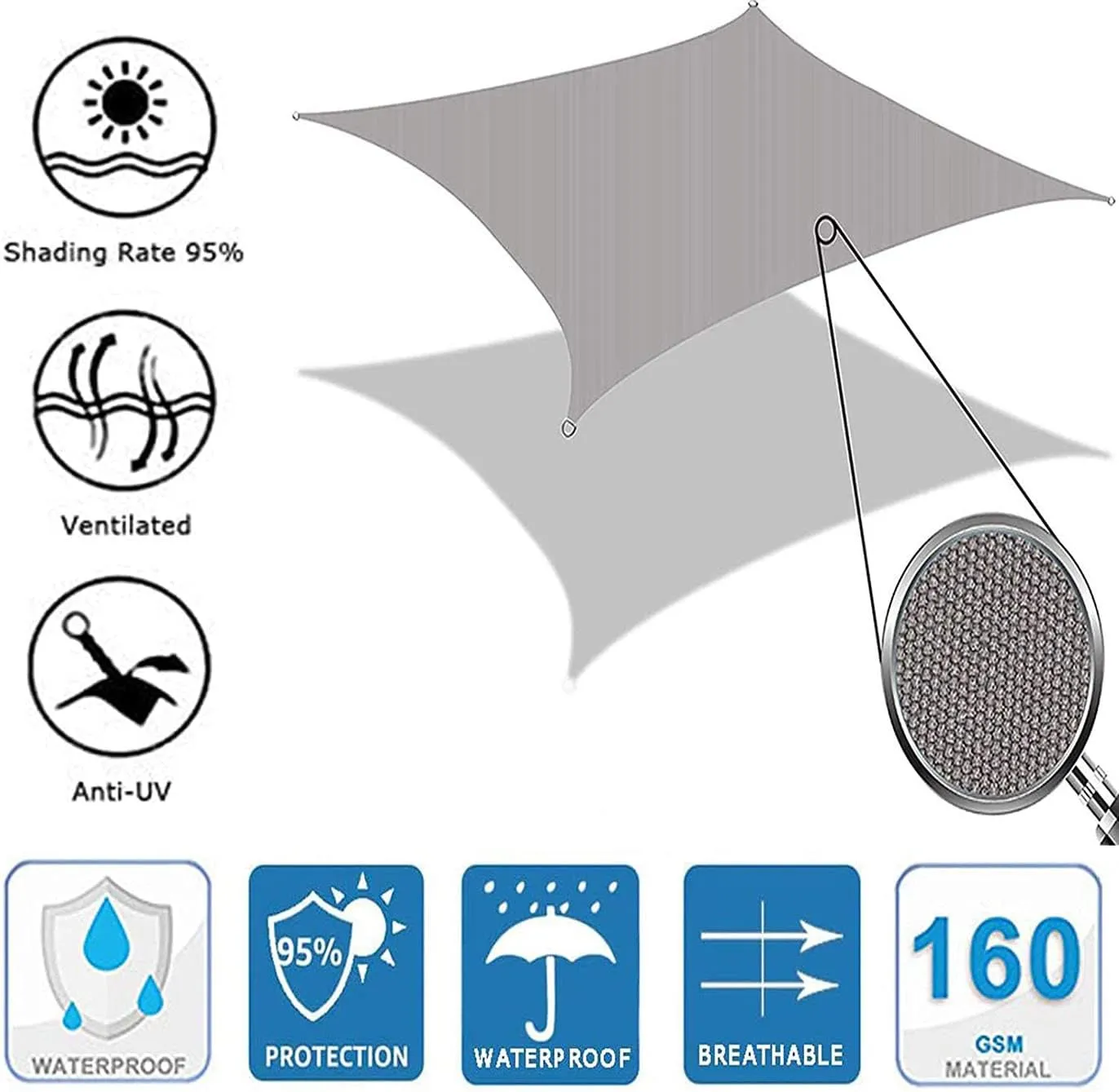Sun Shade Sail Triangle Sun Shade 95% Uv Block Canopy Shade Cloth Waterproof Canopy for Lawn Garden Outdoor Activities Patio Backyard Lawn ?with Hardware Kit? (5x5x5m(16.4x16.4x16.4ft),Purple)