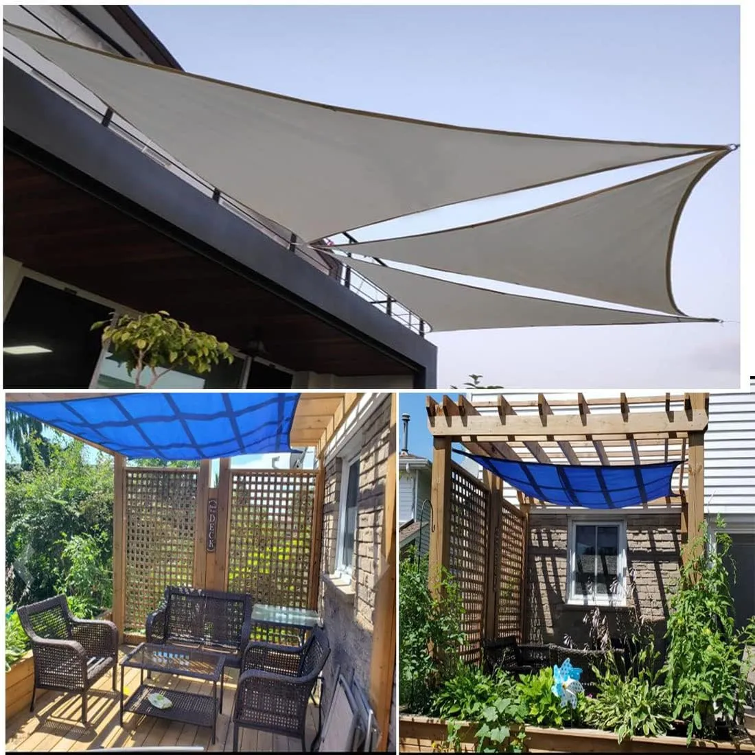 Sun Shade Sail Triangle Sun Shade 95% Uv Block Canopy Shade Cloth Waterproof Canopy for Lawn Garden Outdoor Activities Patio Backyard Lawn ?with Hardware Kit? (5x5x5m(16.4x16.4x16.4ft),Purple)