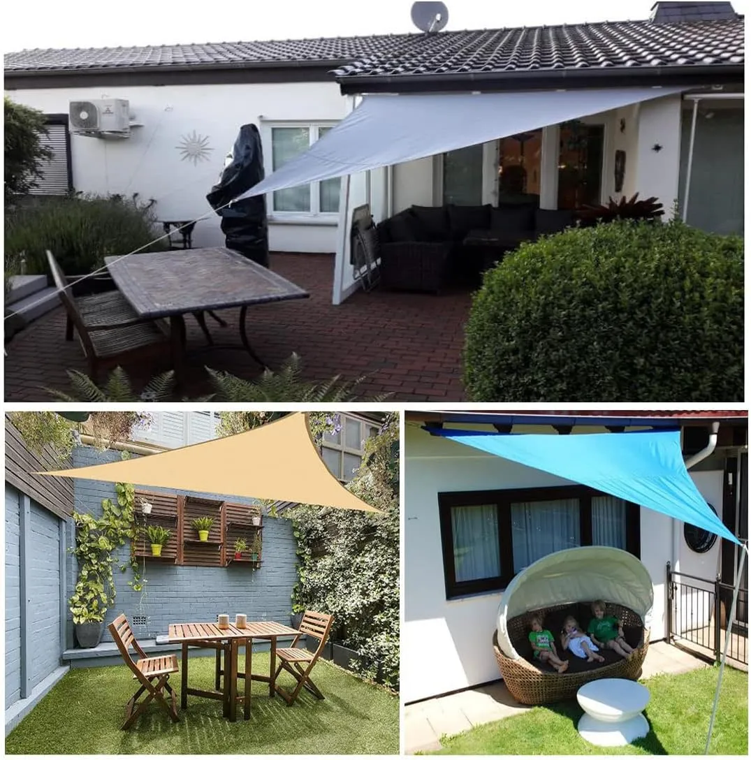 Sun Shade Sail Triangle Sun Shade 95% Uv Block Canopy Shade Cloth Waterproof Canopy for Lawn Garden Outdoor Activities Patio Backyard Lawn ?with Hardware Kit? (5x5x5m(16.4x16.4x16.4ft),Purple)