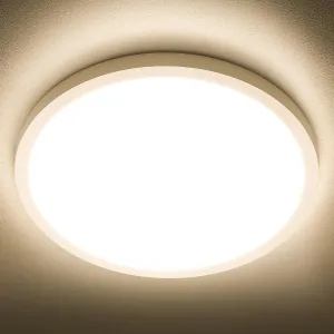 SunRider LED Flush Mount Ceiling Light Fixture, 3000K Warm White, 2400LM, 12 Inch 24W Round Flat Ceiling Lights, 240W Equiv. Panel Lamp, Non-Dimmable