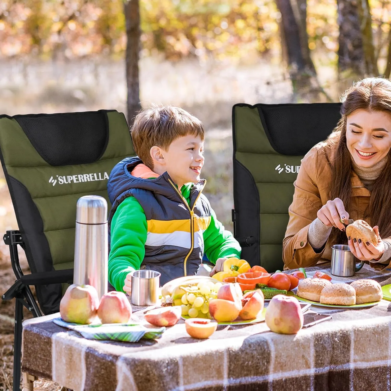 Supperella Movable Backrest Camping Chair for Adults with Cup Holder Folding Lawn Chairs for Outdoor Activities, Sports, Travel & Picnic