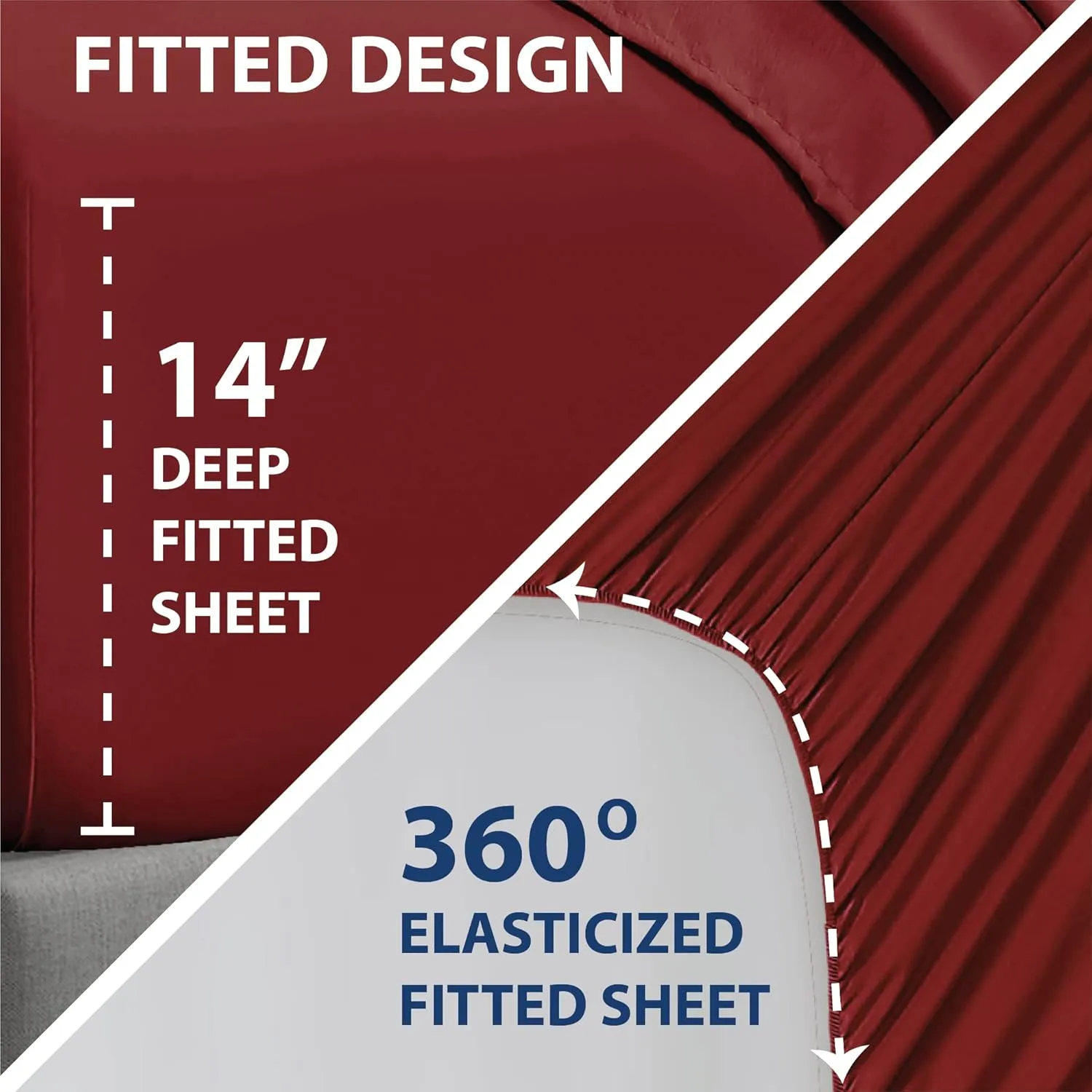 Swift Home Smart Sheets, Ultra Soft Brushed Microfiber 4-Piece Sheet Set, Fitted Bed Sheet with Side Storage Pockets – Burgundy, King