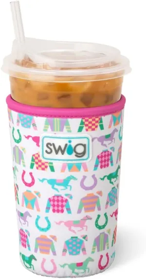 Swig Life Medium Iced Cup Coolie, Standard 22oz Iced Coffee Cup Insulator Sleeve with Handle, Neoprene Insulated Coolie Keeps Drinks Cold (Go Baby Go)