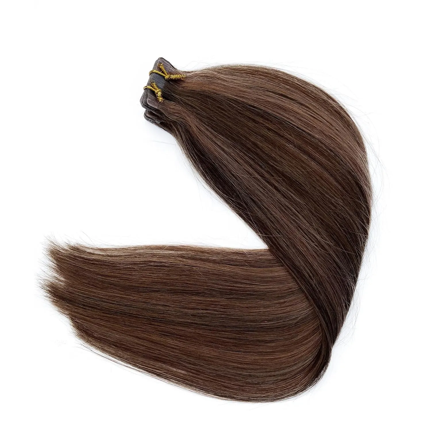 Tape-in Hair Extensions, 22 Inch Brown Balayage, Auburn Brown, Real Human Hair, 20 pcs, Invisible Double Sided Tape Hair