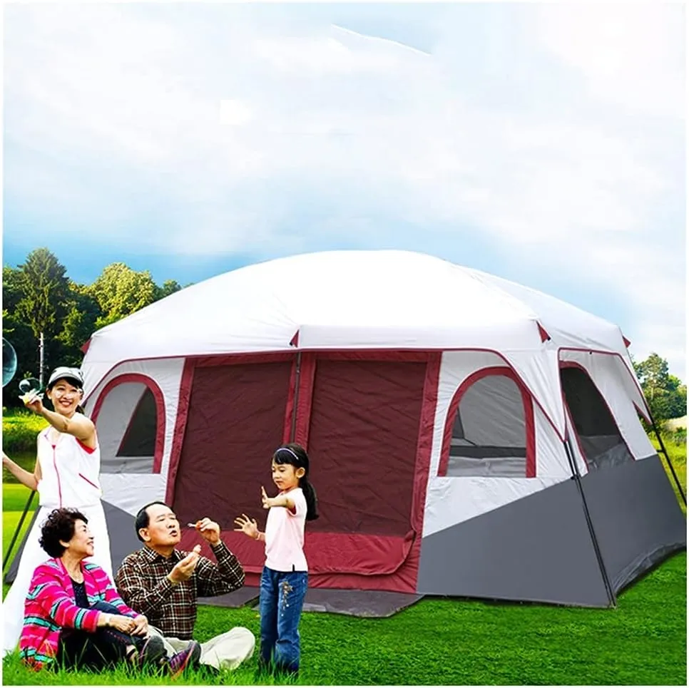 Tent-8-Person-Camping-Tents, 2 Bedroom Family Tent Camping Tents & Shelters Large Tent 12 Person Outdoor Tents，Double Layer, Divided Curtain for Separated Room, Festival Essential 100%