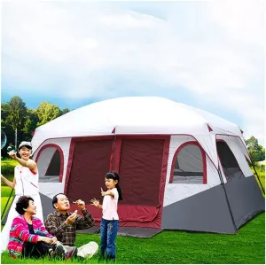 Tent-8-Person-Camping-Tents, 2 Bedroom Family Tent Camping Tents & Shelters Large Tent 12 Person Outdoor Tents，Double Layer, Divided Curtain for Separated Room, Festival Essential 100%