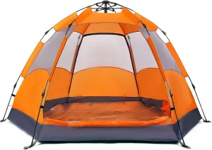 Tent Outdoor Rain Shelter, Pop Up Tent for 3 to 4 Person Automatic Opening Tent Hexagonal, Protected Family Camping Tents, for Camping Backpacking Hiking Beach Outdoor