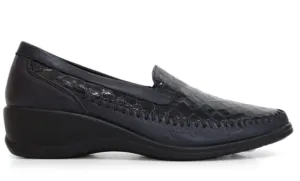 Tesselli Irene Black Croc Loafer