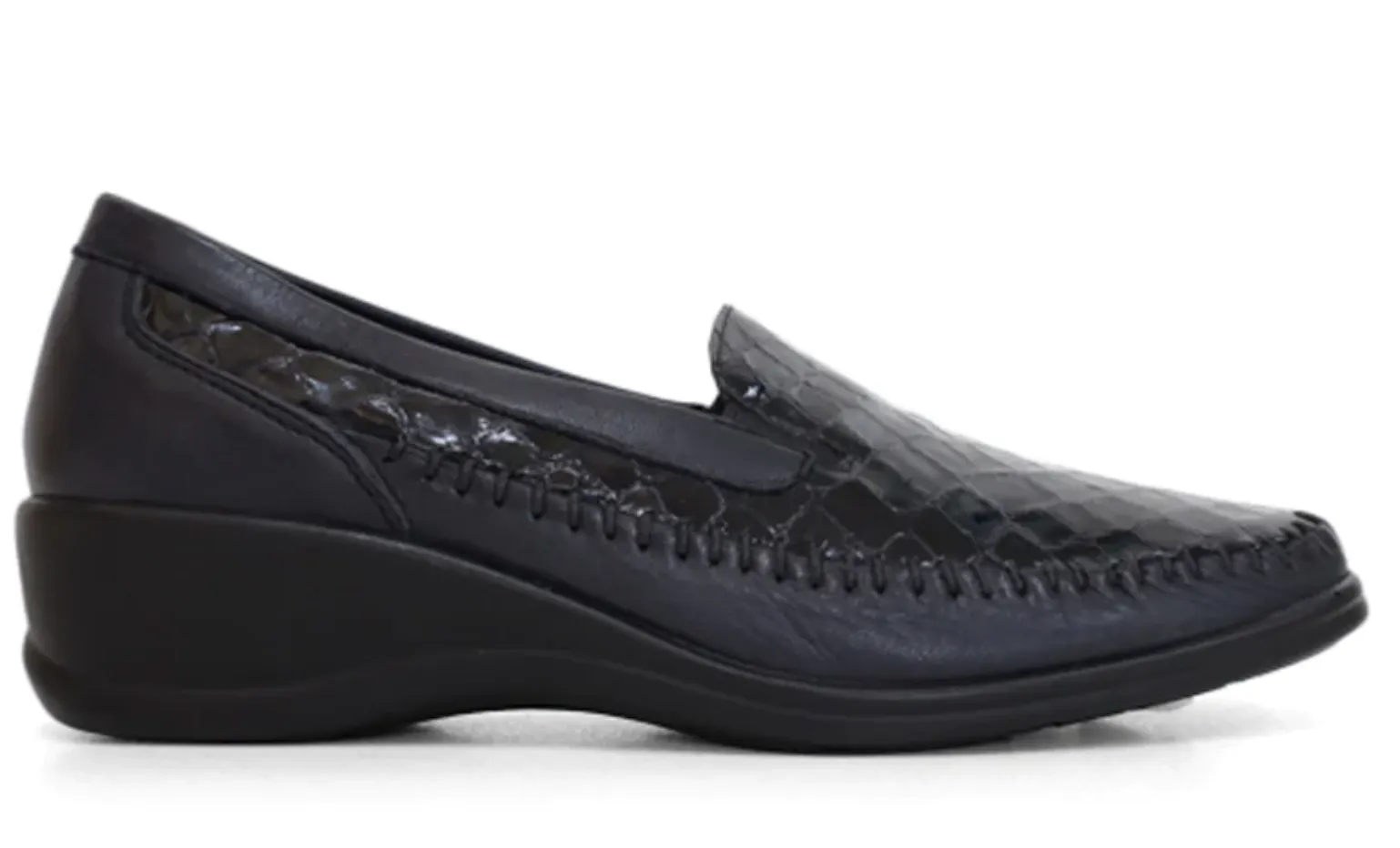 Tesselli Irene Black Croc Loafer