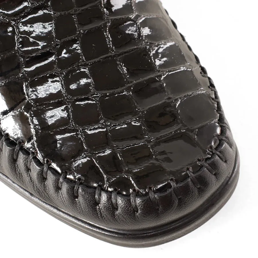 TESSELLI Irene Casual Shoe - Black Croc Patent Leather