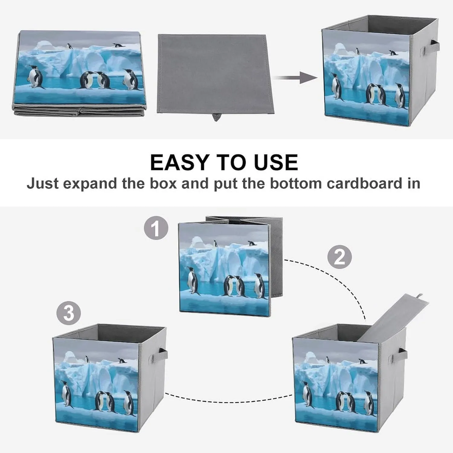 The Iceberg Storage Bins Collapsible Cube Storage Organizer Bins Closet Storage Boxes Baskets with Leather Handles for Organizing Clothes Sheets Jeans Books