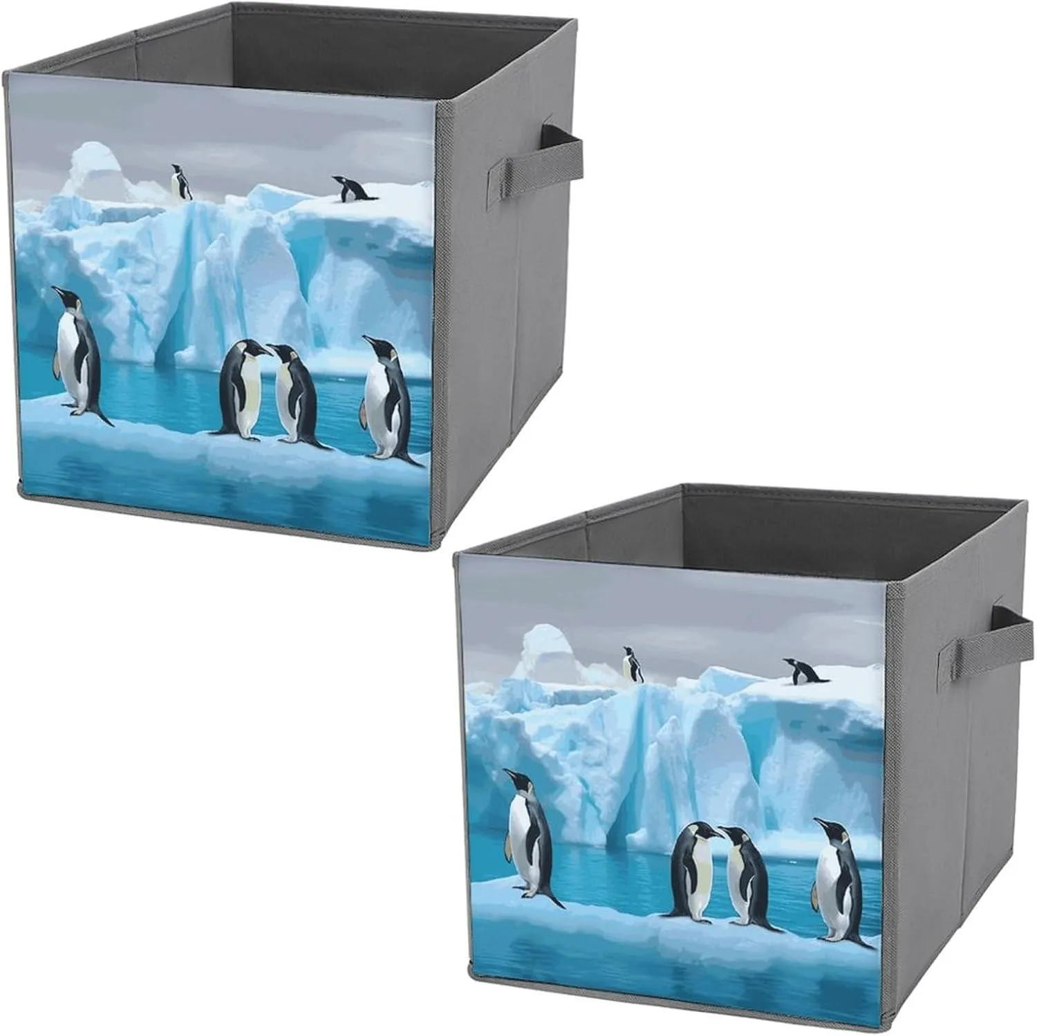 The Iceberg Storage Bins Collapsible Cube Storage Organizer Bins Closet Storage Boxes Baskets with Leather Handles for Organizing Clothes Sheets Jeans Books