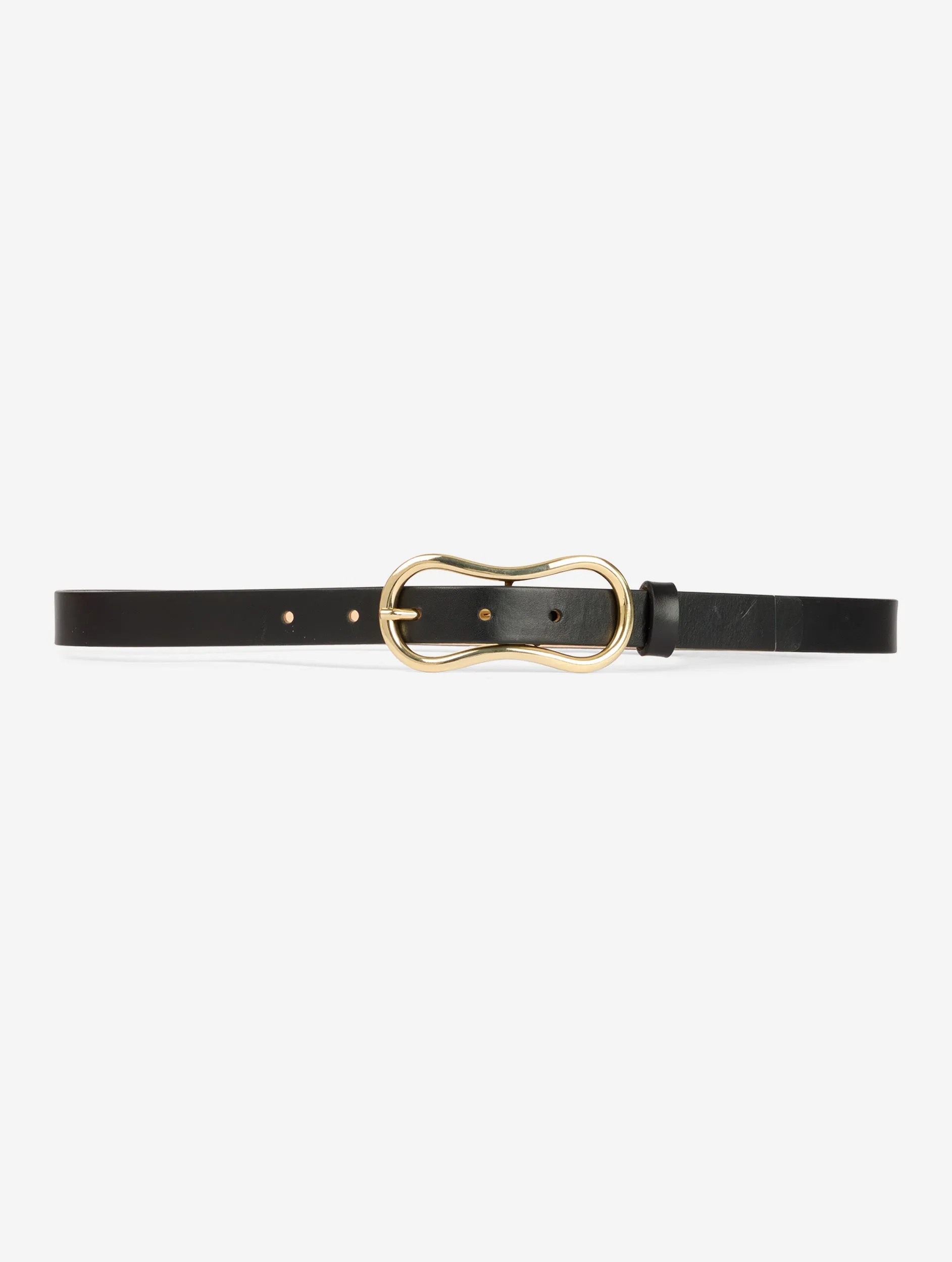 Thin black leather belt