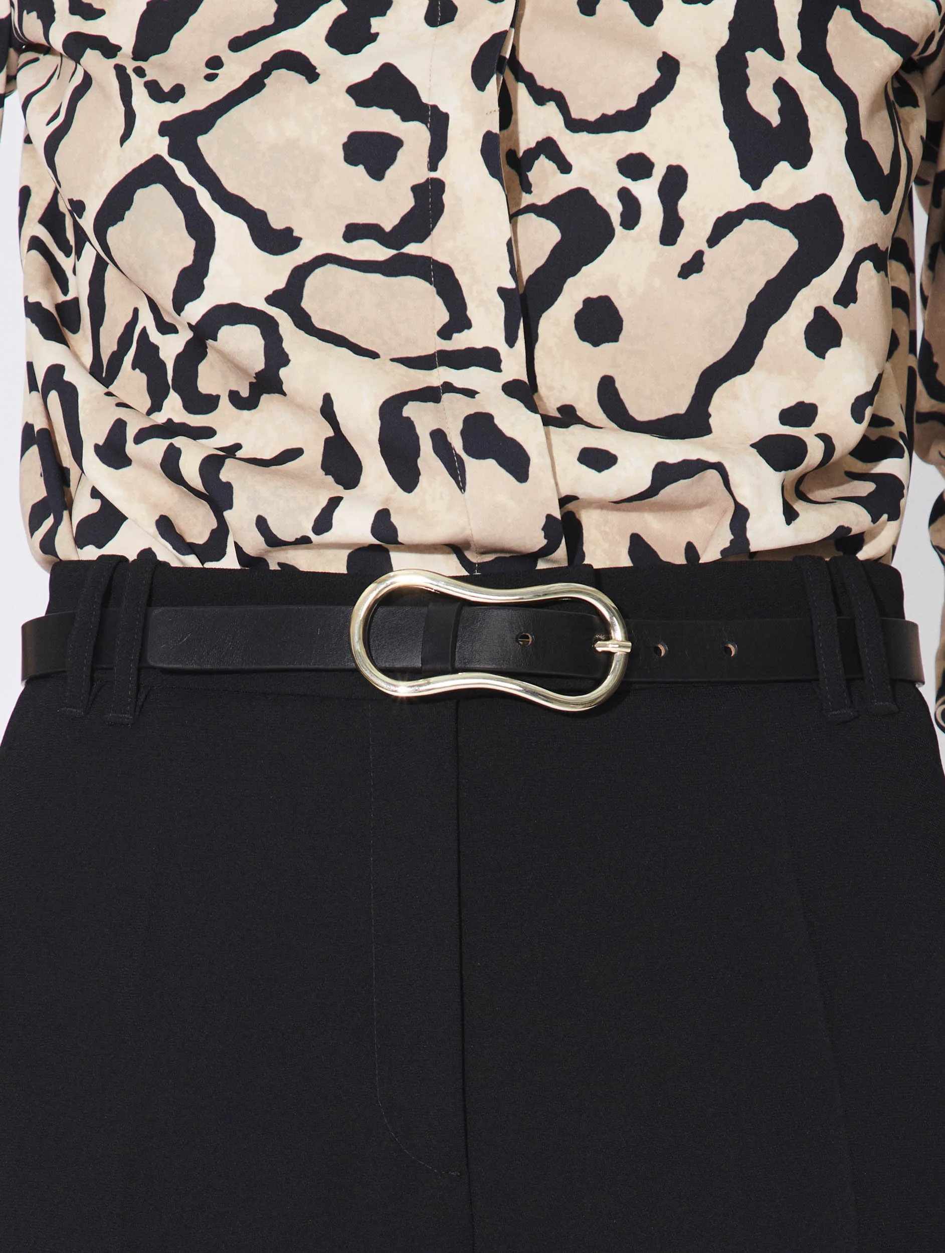 Thin black leather belt