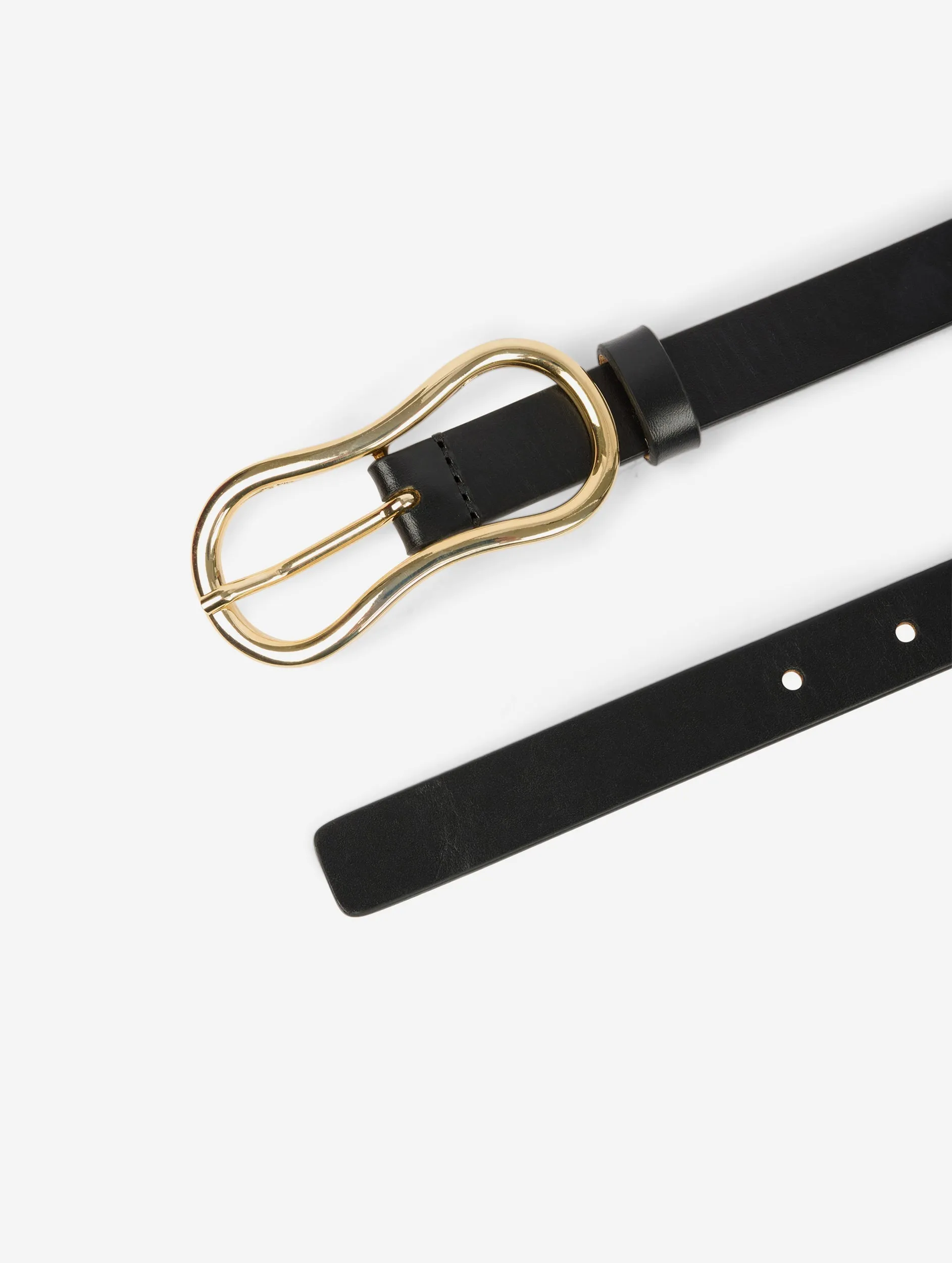 Thin black leather belt