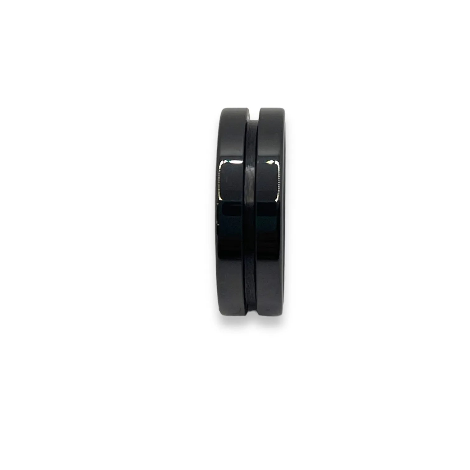 Thin line Black ceramic 1.5mm channel ring core 8mm total width