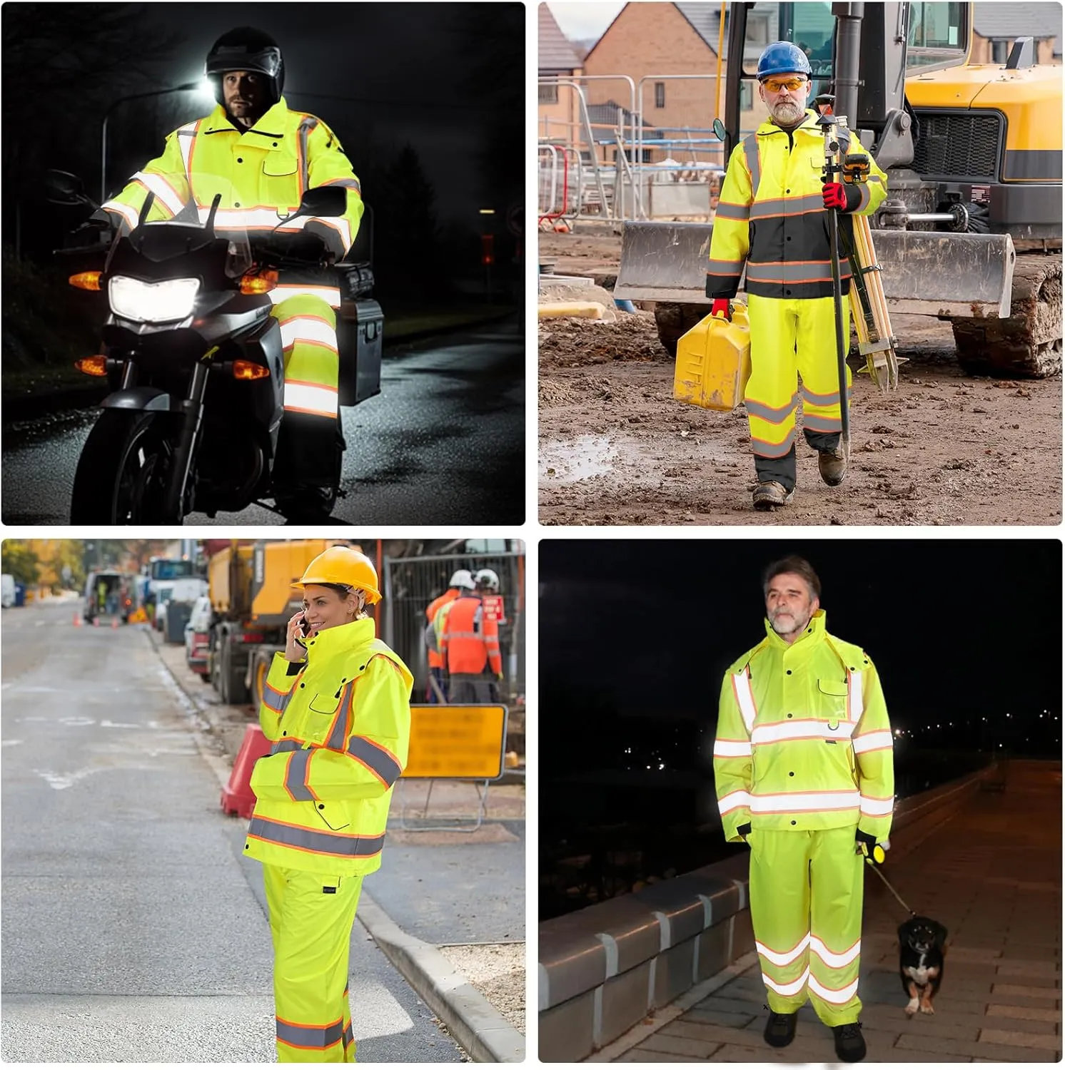 TICONN Hi Vis Rain Jacket and Pants, ANSI Class 3 Reflective High Visibility Safety Rain Suits