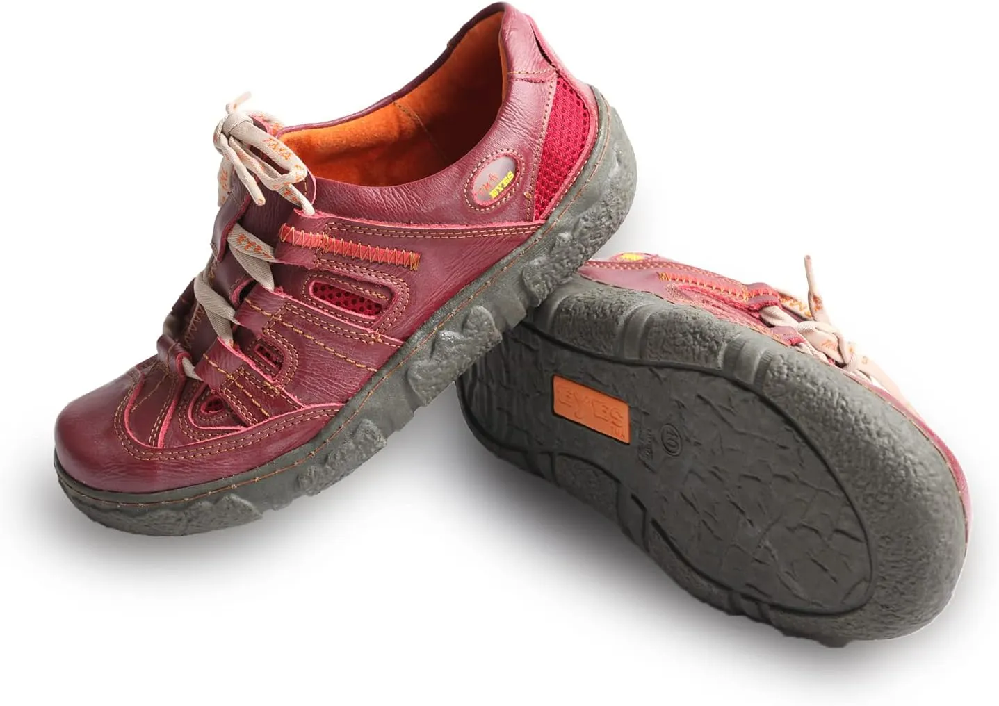 TMA EYES Women's Casual Lace-Up Breathable Mesh and Leather Sneaker
